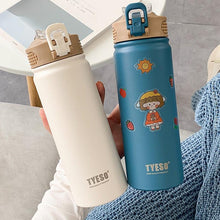 Load image into Gallery viewer, 530ml/750ml Thermos Mug with Straw Stainless Steel Thermal Insulation Straight Cup Thermal Water Bottle Thermos Water Bottle