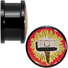 Load image into Gallery viewer, 3/4 Licensed Thor Hammer Logo Acrylic Screw Fit Plugs Set