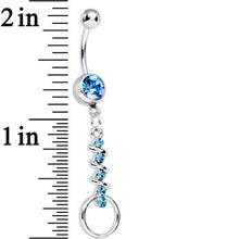 Load image into Gallery viewer, Aqua Gem Zig Zag Ribbon Door Knocker Dangle Belly Ring
