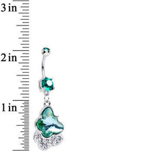 Load image into Gallery viewer, Green Double Gem Kindred Butterfly Dangle Belly Ring