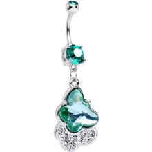 Load image into Gallery viewer, Green Double Gem Kindred Butterfly Dangle Belly Ring
