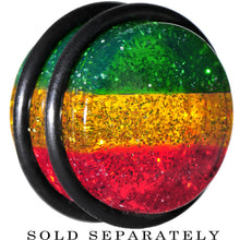 Load image into Gallery viewer, 18mm Green Red Yellow Acrylic Rasta Glitter Single Flare Plug