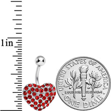 Load image into Gallery viewer, Red Gem Flash of Love Heart Belly Ring