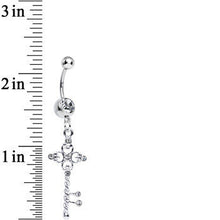 Load image into Gallery viewer, Clear Gem Sparkling Twisted Key Dangle Belly Ring