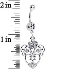 Load image into Gallery viewer, Clear Gem Flowering Heart Dangle Belly Ring