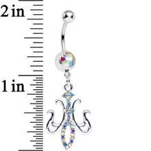 Load image into Gallery viewer, Aurora Gem Magnifique Fleur de Lis Dangle Belly Ring