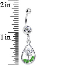 Load image into Gallery viewer, Clear Gem April Shower Brings May Flower Dangle Belly Ring