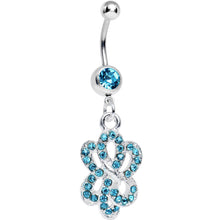 Load image into Gallery viewer, Aqua Gem Sparkling Sailor Knot Dangle Belly Ring