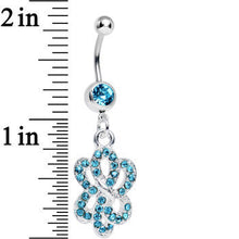 Load image into Gallery viewer, Aqua Gem Sparkling Sailor Knot Dangle Belly Ring