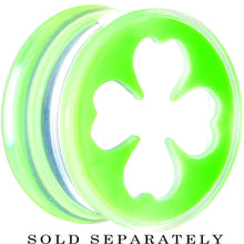 Load image into Gallery viewer, 20mm Clear Green Acrylic Lucky Clover Saddle Plug