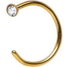 Load image into Gallery viewer, 20G 5/16 Clear Gem Gold Anodized Titanium Nose Hoop