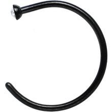 Load image into Gallery viewer, 20G 3/8 Clear Gem Black Anodized Titanium Nose Hoop