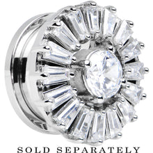 Load image into Gallery viewer, 18mm Steel Prong Set Clear CZ Ornate Flower Screw Fit Plug