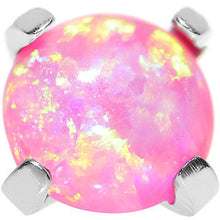 Load image into Gallery viewer, 14G 4mm Faux Pink Prong Set Opal Titanium Dermal Top