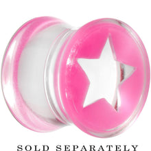 Load image into Gallery viewer, Clear Pink Acrylic Wish on a Star Saddle Plug 2G to 20mm