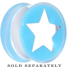 Load image into Gallery viewer, Clear Light Blue Acrylic Wish on a Star Saddle Plug 2G to 20mm