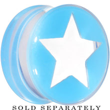 Load image into Gallery viewer, Clear Light Blue Acrylic Wish on a Star Saddle Plug 2G to 20mm