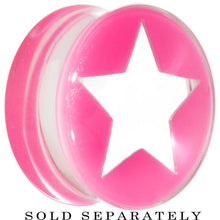 Load image into Gallery viewer, Clear Pink Acrylic Wish on a Star Saddle Plug 2G to 20mm