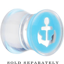Load image into Gallery viewer, Clear Light Blue Acrylic Set Sail Nautical Anchor Saddle Plug Available in Sizes 6mm to 20mm