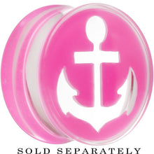 Load image into Gallery viewer, Clear Pink Acrylic Set Sail Nautical Anchor Saddle Plug Available in Sizes 6mm to 20mm