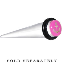 Load image into Gallery viewer, 00G Clear Pink Acrylic Set Sail Nautical Anchor Taper