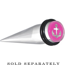 Load image into Gallery viewer, 1/2 Clear Pink Acrylic Set Sail Nautical Anchor Taper