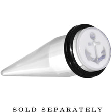 Load image into Gallery viewer, 9/16 Clear White Acrylic Set Sail Nautical Anchor Taper