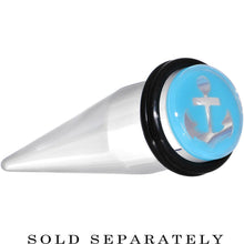 Load image into Gallery viewer, Clear Light Blue Acrylic Set Sail Nautical Anchor Taper 0G to 20mm