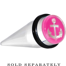 Load image into Gallery viewer, 5/8 Clear Pink Acrylic Set Sail Nautical Anchor Taper