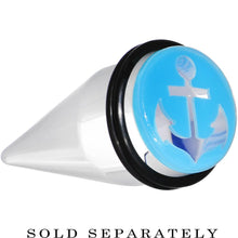 Load image into Gallery viewer, Clear Light Blue Acrylic Set Sail Nautical Anchor Taper 0G to 20mm