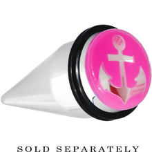Load image into Gallery viewer, 20mm Clear Pink Acrylic Set Sail Nautical Anchor Taper