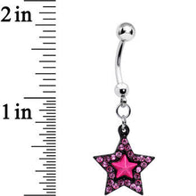 Load image into Gallery viewer, Pink Gem Pink Center Bellissima Black Star Dangle Belly Ring