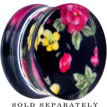 Load image into Gallery viewer, 20mm Acrylic Black Multicolored Old Fashioned Flowers Saddle Plug