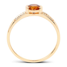 Load image into Gallery viewer, 0.51 Carat Genuine Citrine and White Diamond 14K Yellow Gold Ring