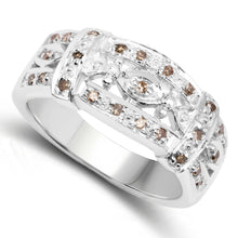 Load image into Gallery viewer, 0.32 Carat Genuine Champagne Diamond .925 Sterling Silver Ring