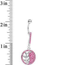 Load image into Gallery viewer, Pink Gem Tranquility Palm Yin Yang Dangle Belly Ring