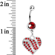 Load image into Gallery viewer, Red Gem Sparkling Rivers of Love Heart Dangle Belly Ring
