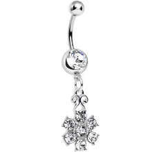 Load image into Gallery viewer, Clear Gem Potted Peony Flower Dangle Belly Ring