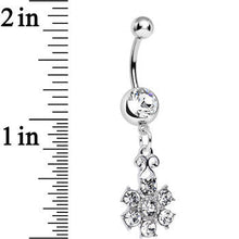 Load image into Gallery viewer, Clear Gem Potted Peony Flower Dangle Belly Ring