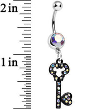 Load image into Gallery viewer, Aurora Gem Eternal Secret Black Key Dangle Belly Ring