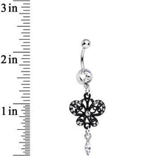 Load image into Gallery viewer, Clear Gem Delicate Marquise Drop Black Butterfly Dangle Belly Ring