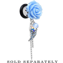 Load image into Gallery viewer, Aqua Gem Angel Wing and Aqua Rose Flower Single Flare Dangle Plug Sizes 6mm to 16mm