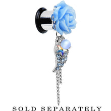 Load image into Gallery viewer, Aqua Gem Angel Wing and Aqua Rose Flower Single Flare Dangle Plug Sizes 6mm to 16mm
