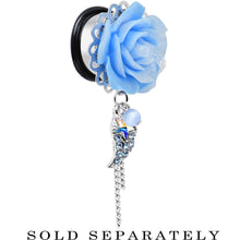 Load image into Gallery viewer, Aqua Gem Angel Wing and Aqua Rose Flower Single Flare Dangle Plug Sizes 6mm to 16mm