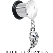 Load image into Gallery viewer, Clear Gem Angel Wing and White Star Single Flare Dangle Plug Sizes 5mm to 14mm