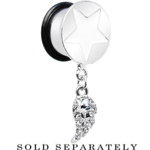 Load image into Gallery viewer, Clear Gem Angel Wing and White Star Single Flare Dangle Plug Sizes 5mm to 14mm