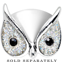 Load image into Gallery viewer, 1/2 Clear Glitter Festive Owl Single Flare Steel Plug