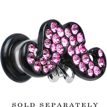 Load image into Gallery viewer, 2G Pink Gem Paved Fancy Mustache Single Flare Steel Plug