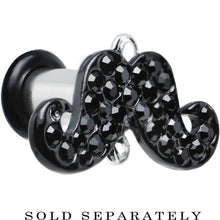 Load image into Gallery viewer, 4G Black Gem Paved Fancy Mustache Single Flare Steel Plug