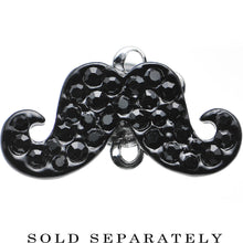 Load image into Gallery viewer, 4G Black Gem Paved Fancy Mustache Single Flare Steel Plug